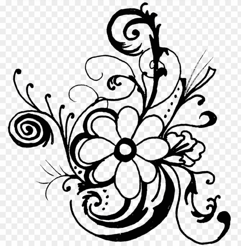 floral flower clipart free images - flowers clip art black and white border  PNG image with transparent background | TOPpng