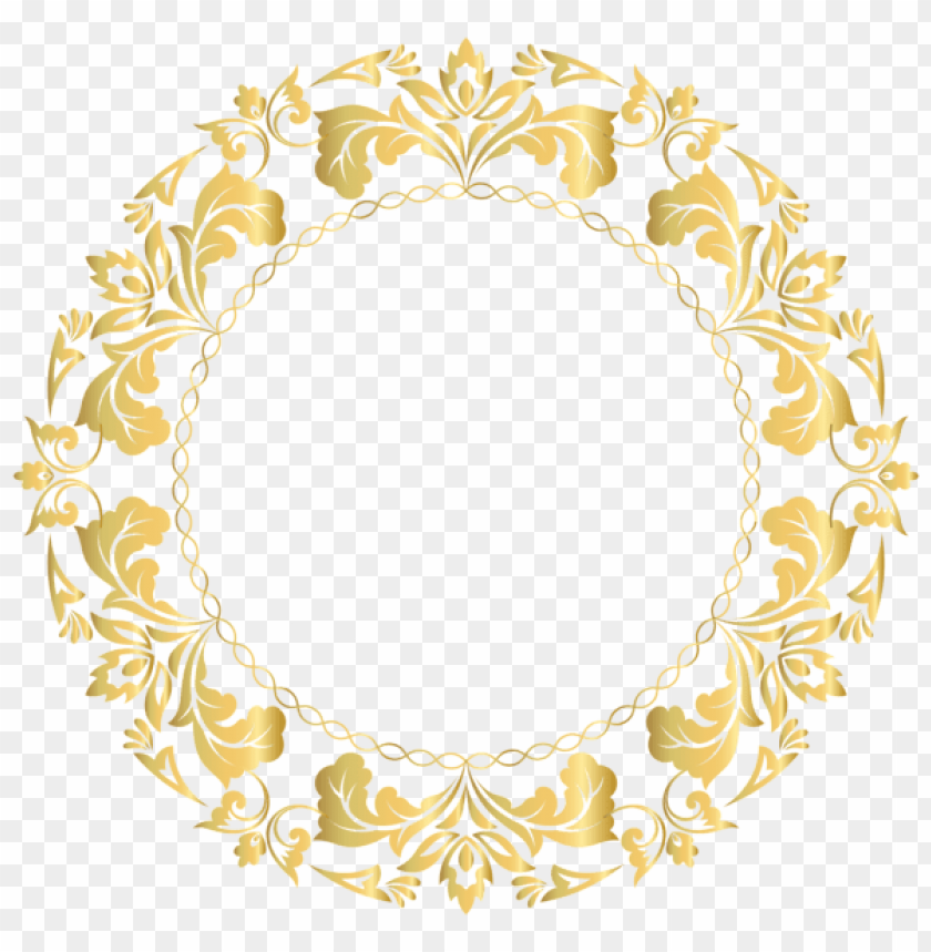 floral gold round border frame