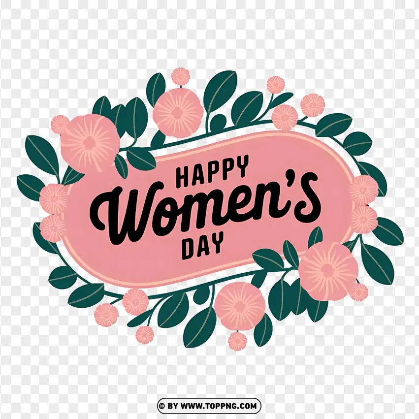 Floral Banner Happy Womens Day PNG Transparent Background