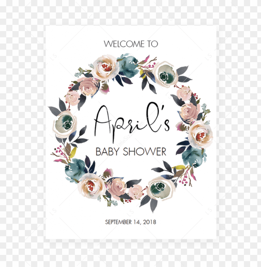 free PNG floral wreath welcome to sign for boho shower by littlesizzle - floral welcome baby shower PNG image with transparent background PNG images transparent