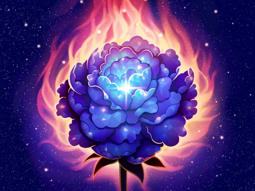 flower, fire, art, shine, glare