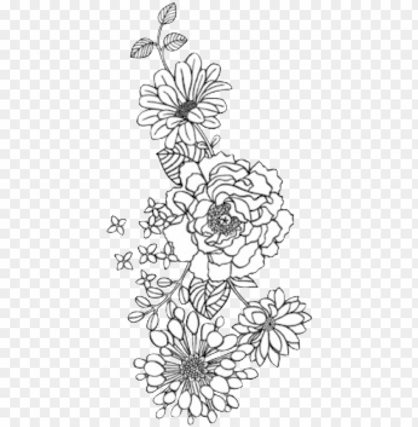 flower transparent background black and white