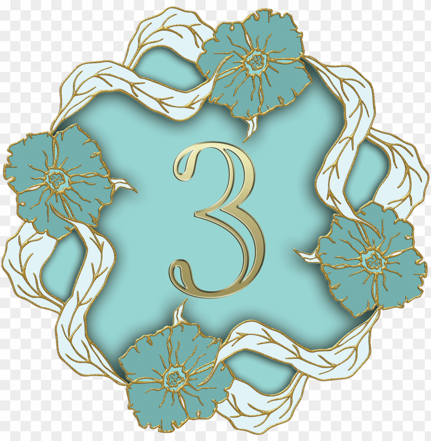 miscellaneous, numbers, flower theme number 3, 