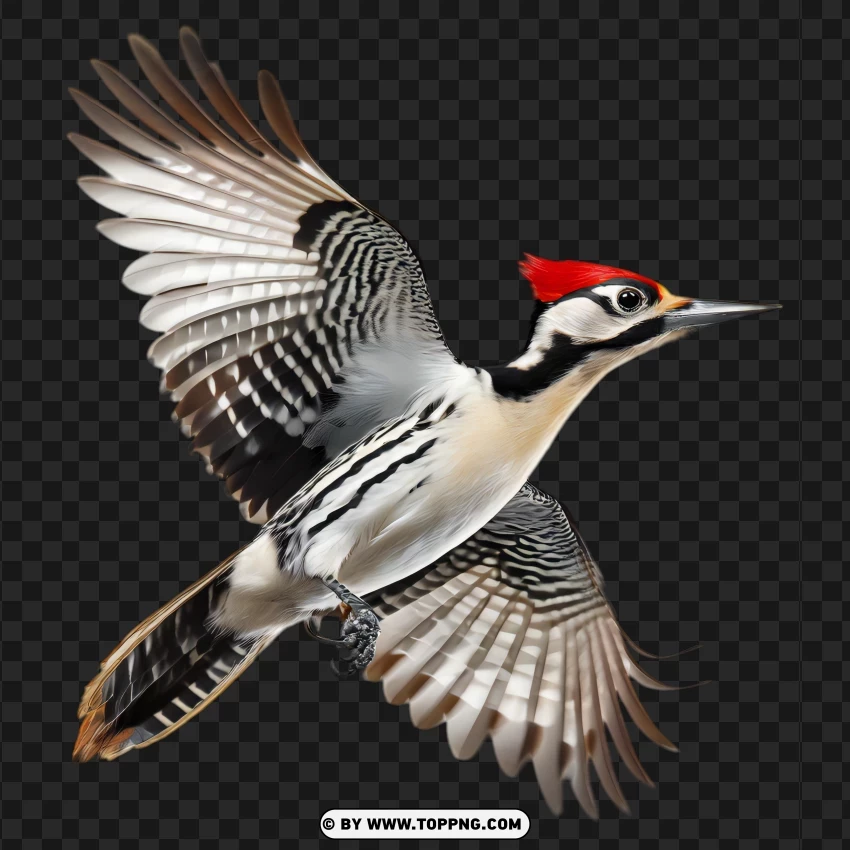 Flying Woodpecker Bird From Bottom View PNG Transparent Background