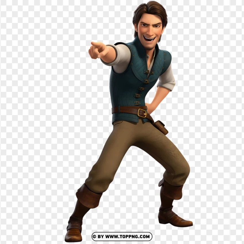 Flynn Rider Dramatic Pointing Pose PNG Transparent Background