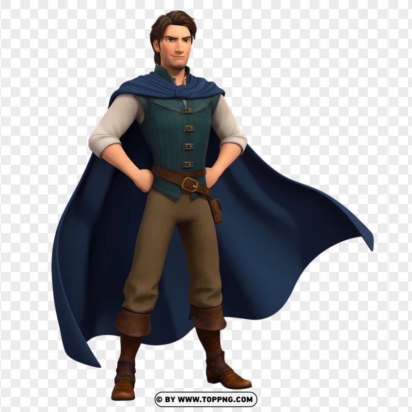 Flynn Rider Hero Pose With Cape Flowing PNG Transparent Background