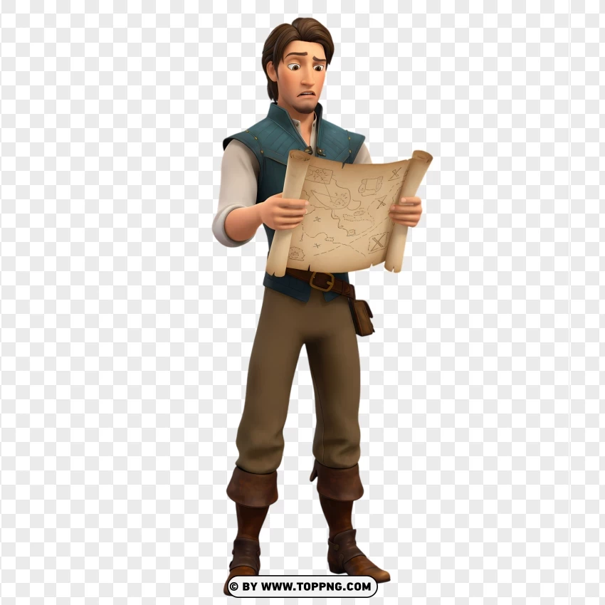 Flynn Rider Holding Map With Confused Look PNG Transparent Background