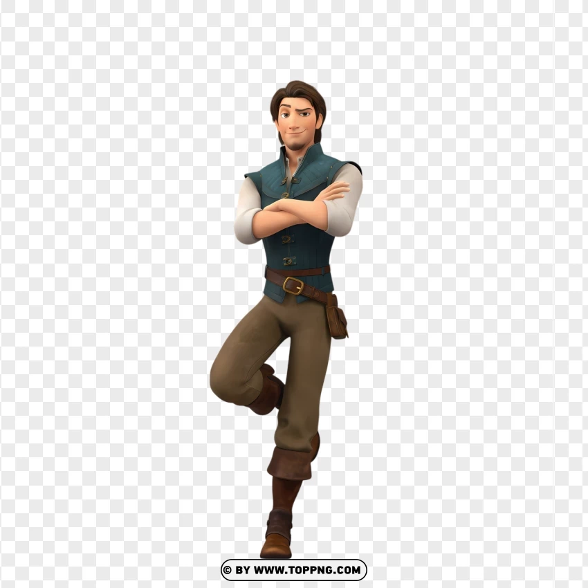 Flynn Rider Leaning On Wall With Smirk PNG Transparent Background