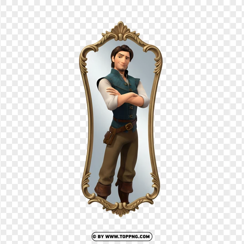Flynn Rider Looking At Mirror With Smug Smile PNG Transparent Background