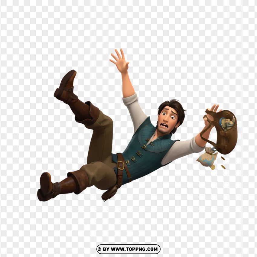Flynn Rider Tripping Over With Comedic Fall PNG Transparent Background