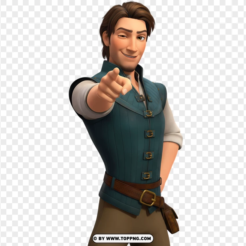 Flynn Rider Winking With Finger Point Pose PNG Transparent Background