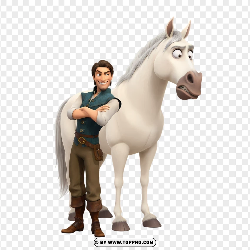 Flynn Rider With Maximus Funny Pose PNG Transparent Background