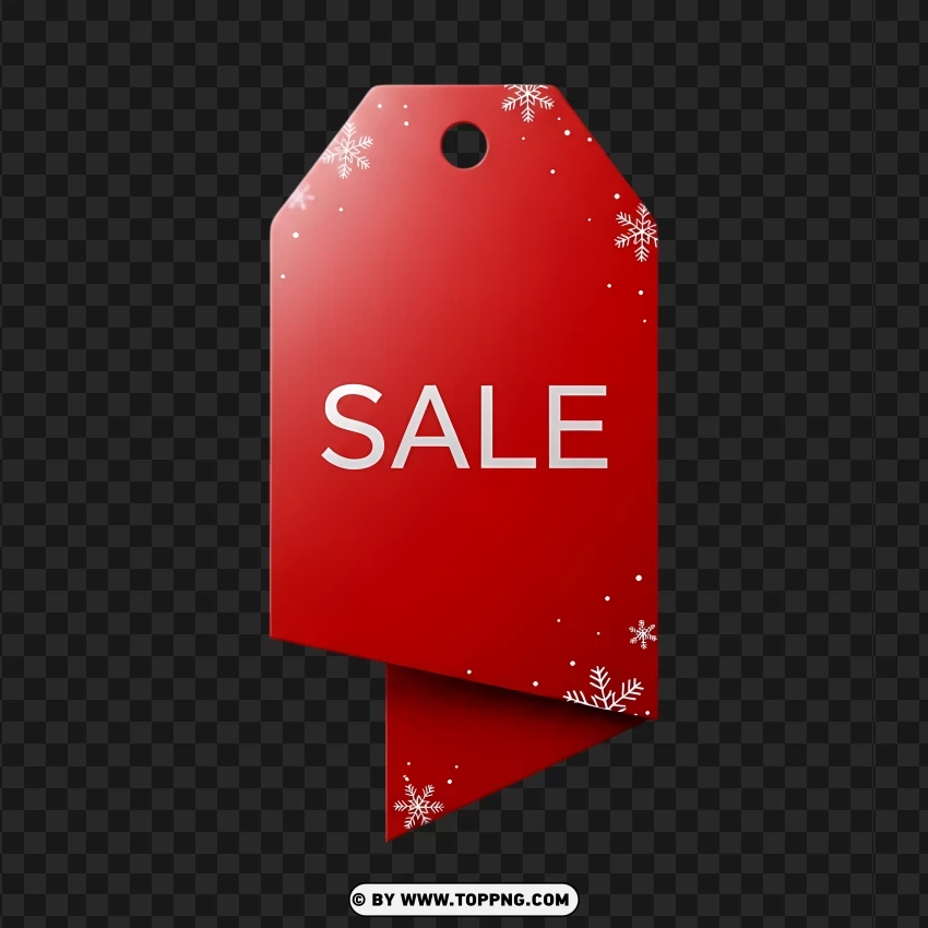 Folded Red Promo Label With Winter Style PNG Transparent Background