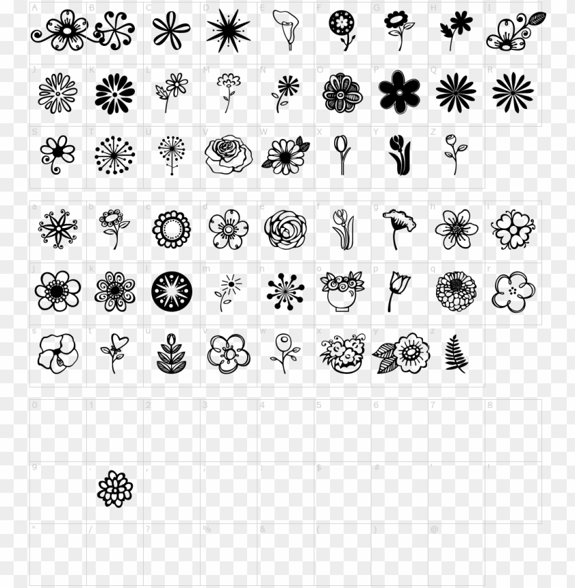 Font Characters Characters Janda Flower Doodles Font - Flower Doodles PNG Image With Transparent Background