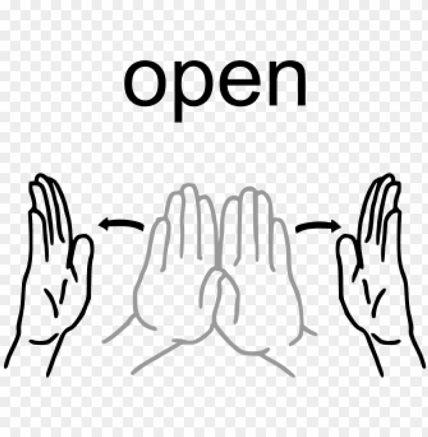 for open, begin by holding your flat hands together, - open sign language PNG image with transparent background@toppng.com