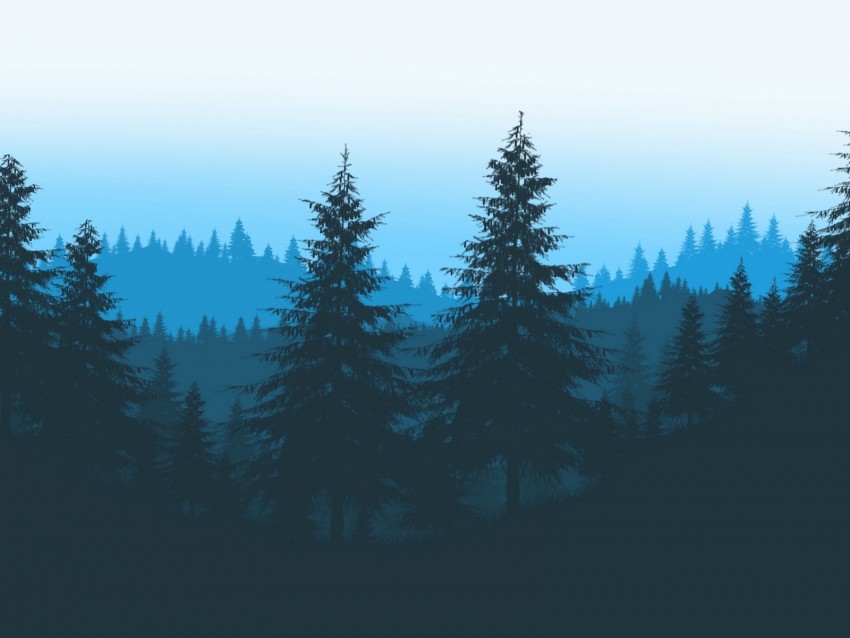 forest, trees, mountains, art, vector
