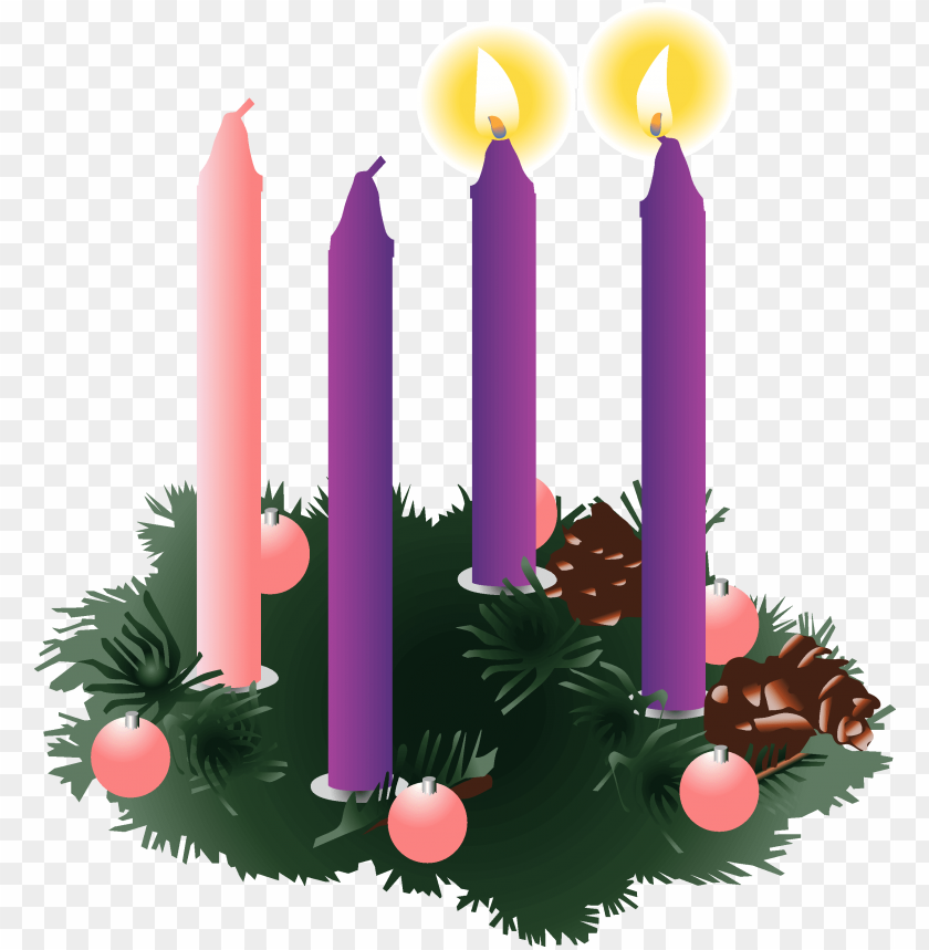 free PNG four purple advent candles two lit - advent wreath two candles lit PNG image with transparent background PNG images transparent