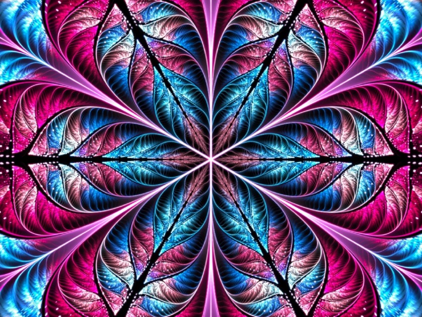 fractal bright shine sparks flower petals 4k wallpaper