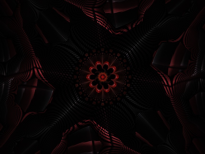 fractal, dark, abstraction, black, red