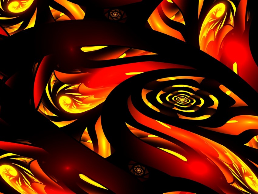 fractal, fiery, bright, red-hot, abstraction