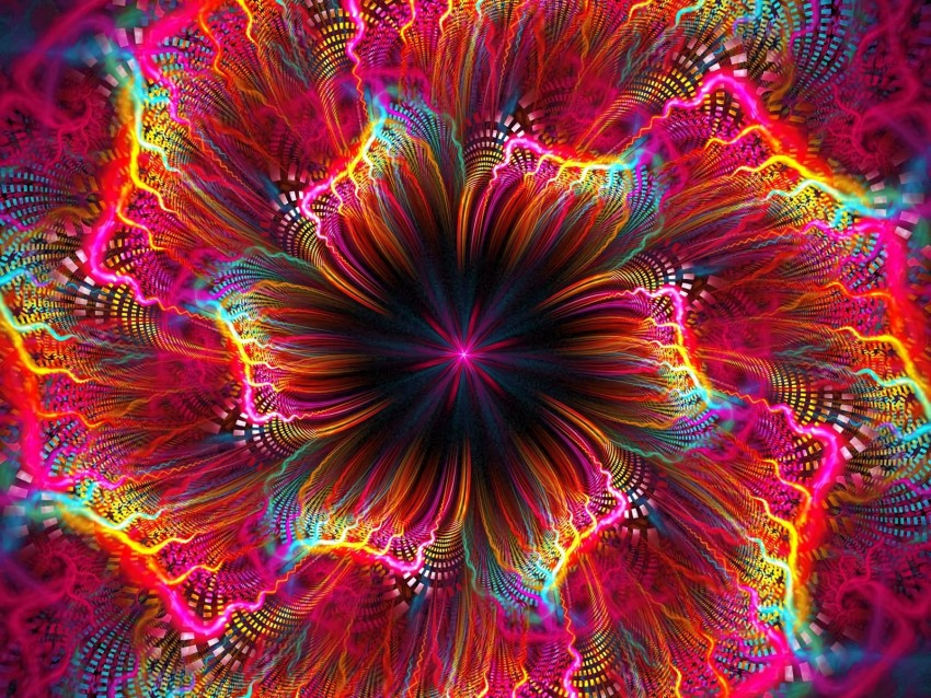 fractal, flower, colorful, bright, abstraction