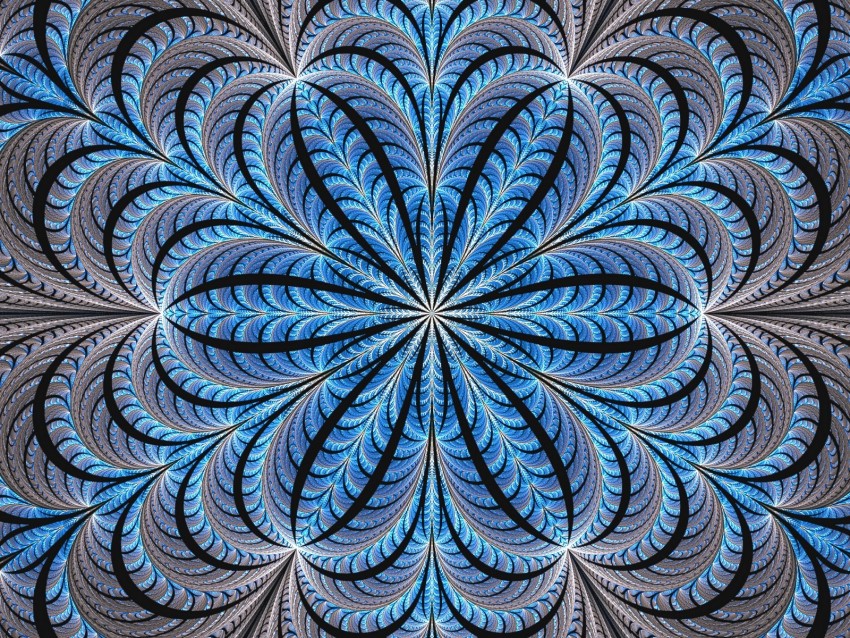 fractal, flower, glow, lines, symmetry