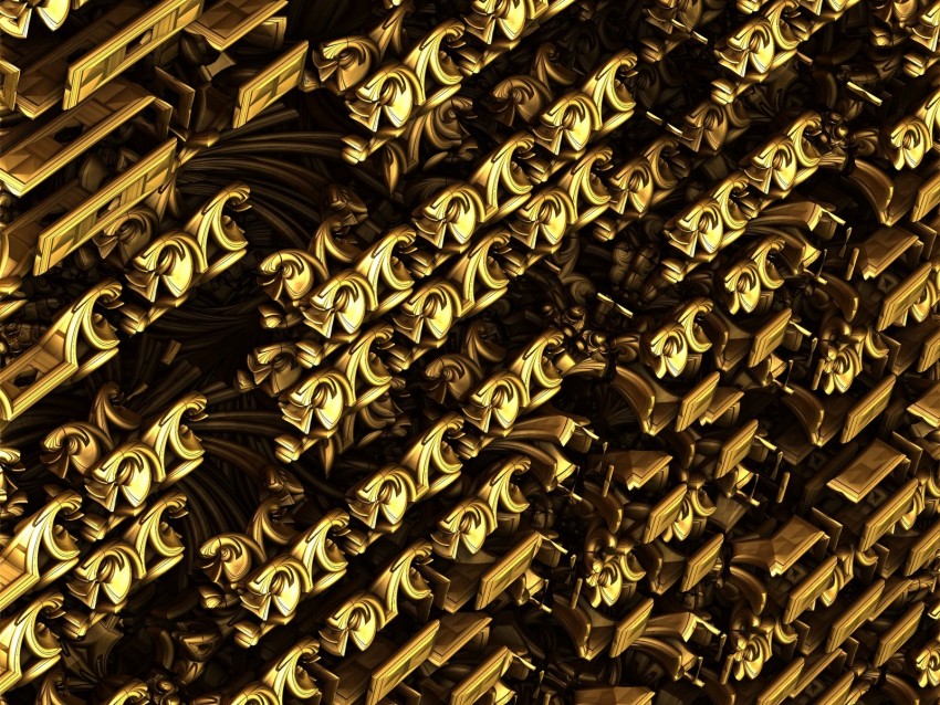 fractal, gold, structure, abstraction