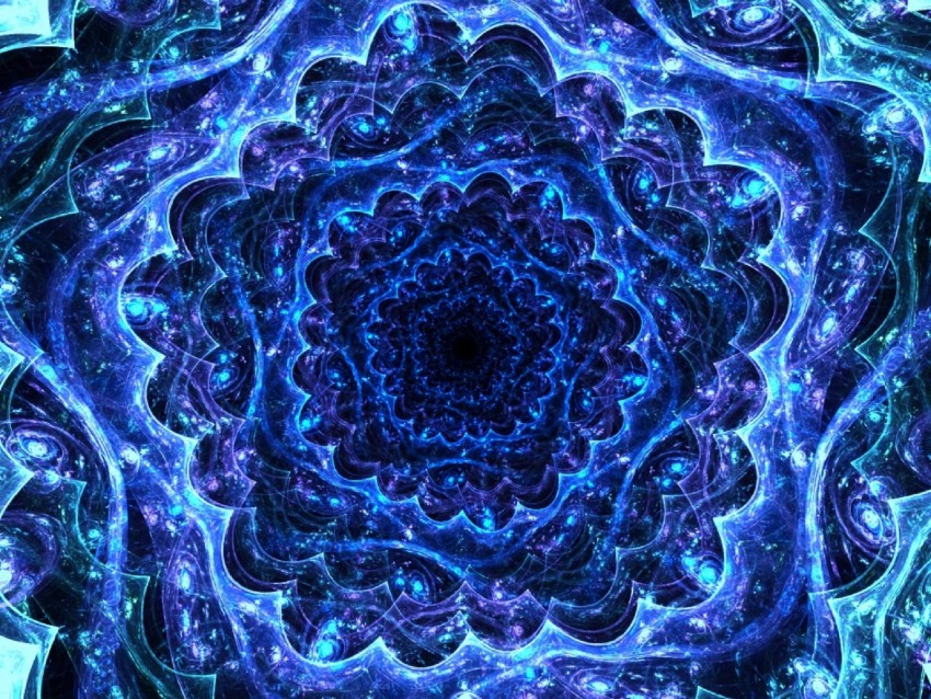 fractal, kaleidoscope, depth, blue, bright