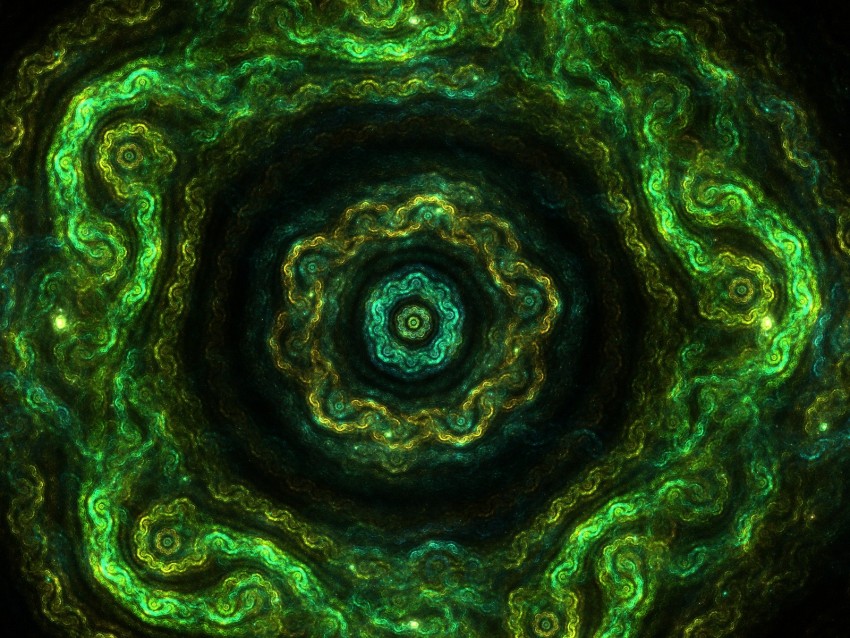Fractal Kaleidoscope Pattern Circles Green Png - Free PNG Images