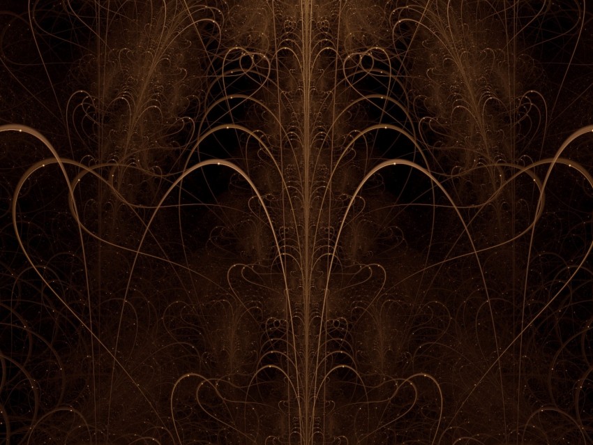 fractal, lines, brown, dark, abstraction