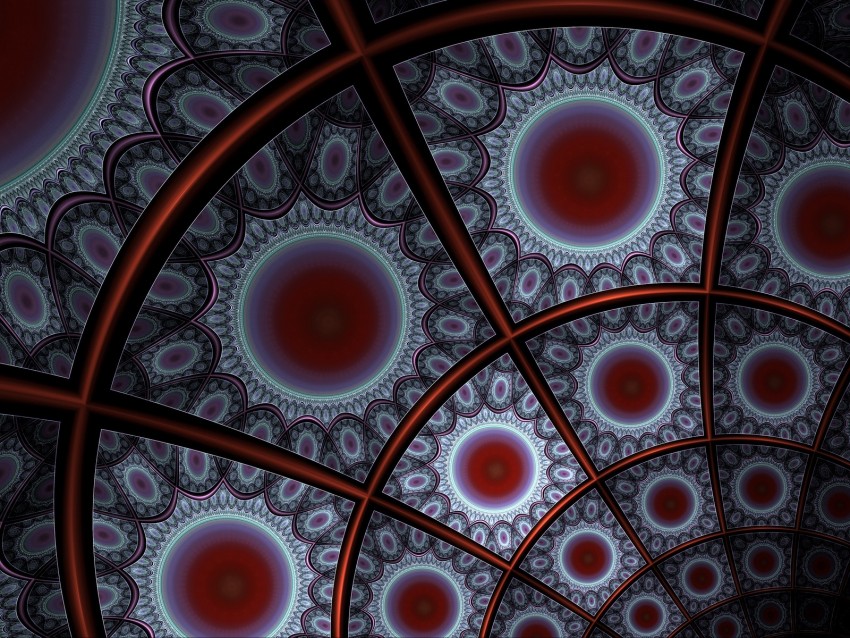 fractal, lines, circles, pattern, abstraction