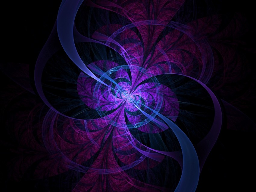 fractal, lines, circles, scattering, purple, dark