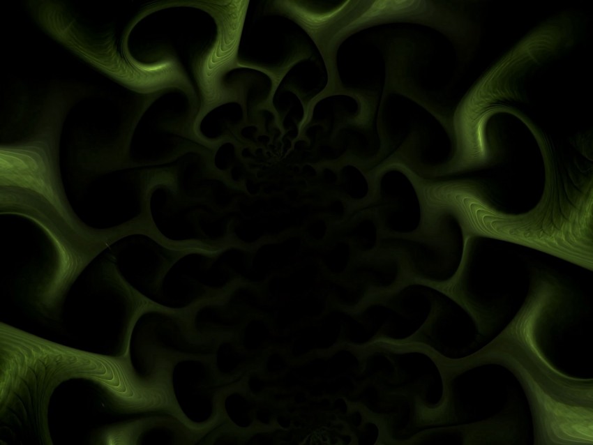fractal, pattern, coal, green, dark