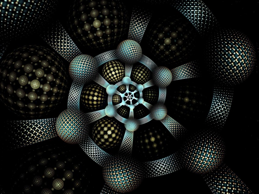 fractal, pattern, swirling, circles, shape, dark