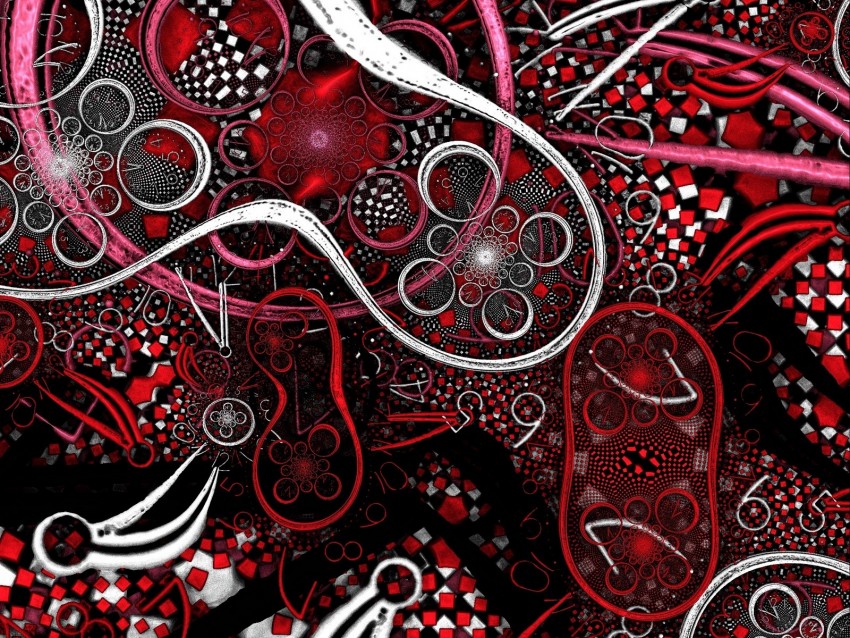 fractal, patterns, shapes, red
