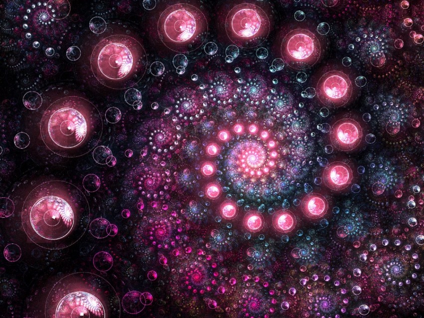 fractal, spiral, circles, shape, glow