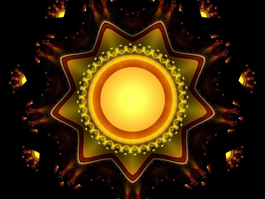 fractal, star, bright, glow, abstraction