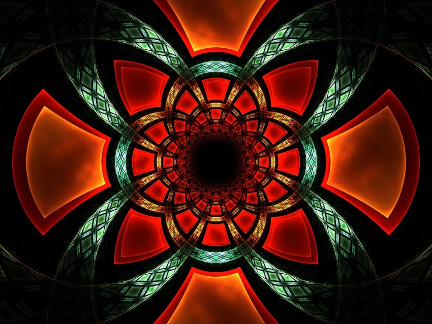 fractal, symmetry, glow, pattern, abstraction
