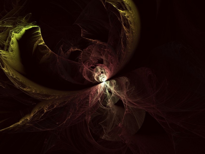 fractal, tangled, glow, dark, abstraction