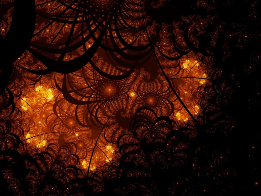 fractal, tangled, glow, pattern, dark