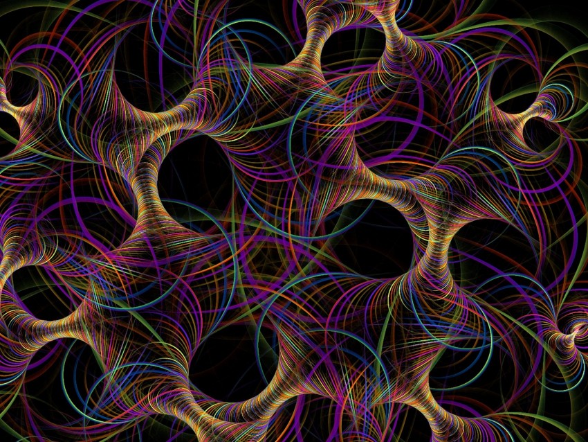 fractal, thread, interweaving, tangled, multicolored, abstraction