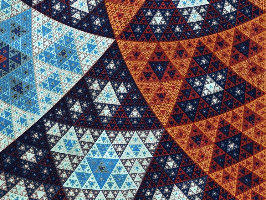 fractal, triangles, geometric, abstract, pattern