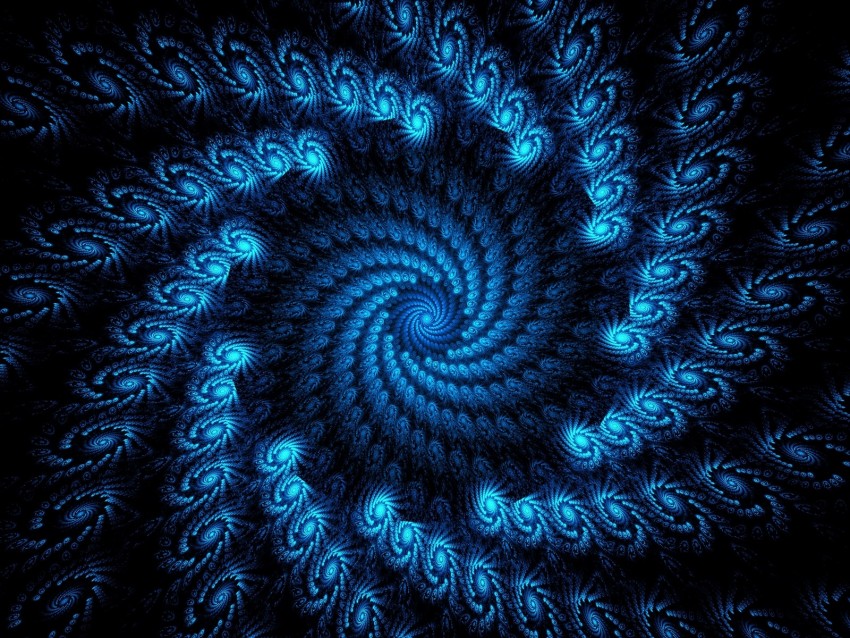 fractal, vortex, swirling, blue, abstraction