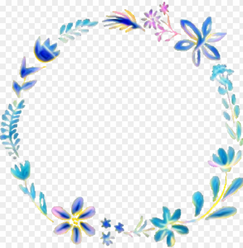 frame floral flowers sticker circle circleframe freetoe blue floral wreath transparent PNG transparent with Clear Background ID 184243