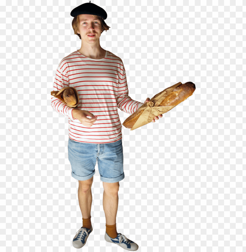 
man
, 
people
, 
persons
, 
male
, 
baguette
, 
beret
, 
bread
