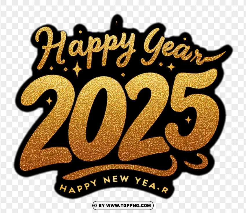 Free 2025 New Year Glitter Text PNG Transparent Background