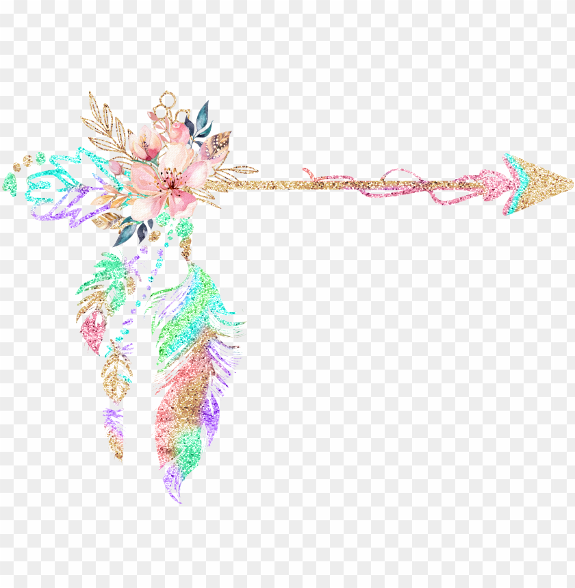 free PNG free boho floral arrow clipart - boho arrow clipart free PNG image with transparent background PNG images transparent