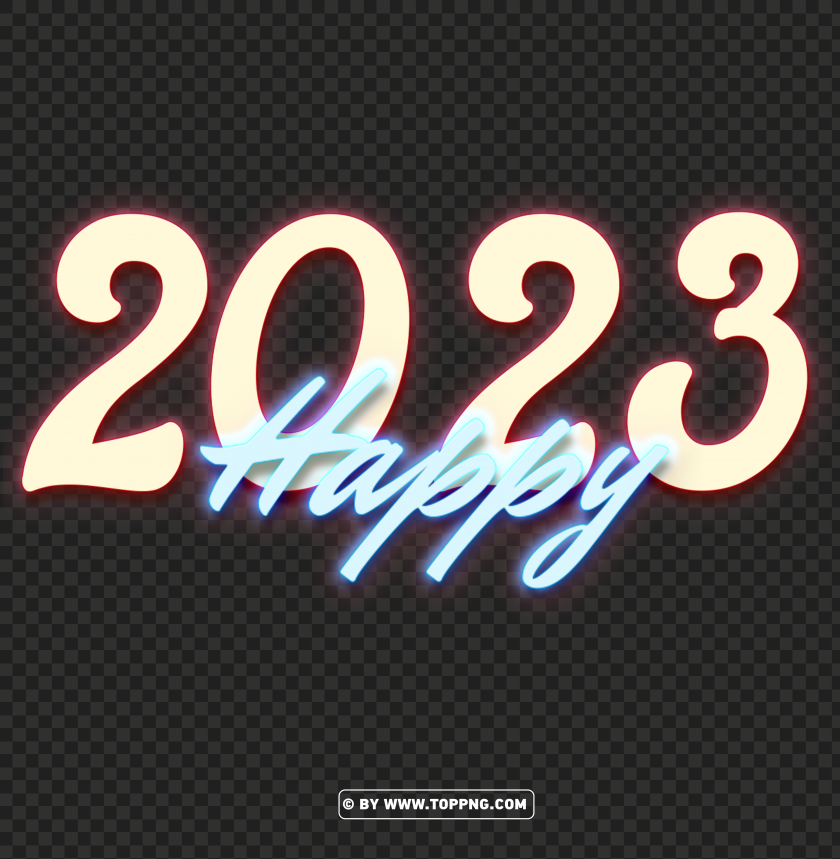 Free Download 2023 Happy Neon Style Text Png