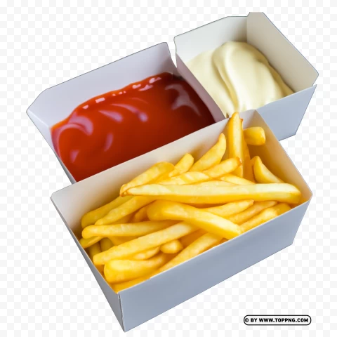 Free French Fries Holder With Ketchup And Mayo PNG