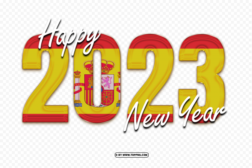 free hd happy new year 2023 with spain flag png,New year 2023 png,Happy new year 2023 png free download,2023 png,Happy 2023,New Year 2023,2023 png image